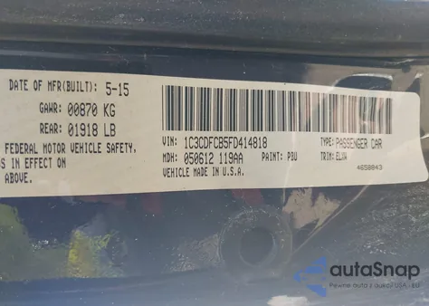 2015 Dodge Dart Limited z USA, uszkodzony, nr VIN 1C3CDFCB5FD414818